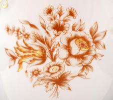 Hollóházi nagy kaspó, matricás, hibátlan, m:19 cm, d:20,5 cm