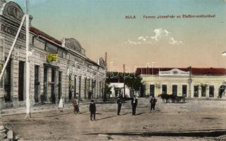 Kula, Ferenc József tér, Elefánt szálloda, Récsei Miklós üzlete / square, hotel, shop (b)
