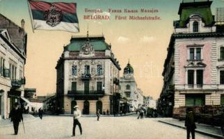 Belgrade, Fürst Michaelstrasse / street, flag