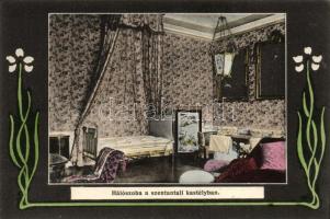 1908 Szentantal, Kastély, hálószoba; kiadja Joerges / bedroom interior, Art Nouveau