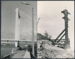 1960-1964 Erzsébet híd I-II., 2 db fotó, 14x9 cm