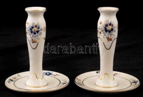 Zsolnay búzavirág mintás váza párban, kézzel festett, jelzett, hibátlan, m:15 cm (2×)