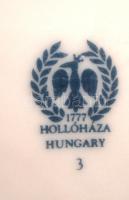 Hollóházi Jurcsák tervezte bonbonier (2db) és hamutál (1db), matricás, jelzett, hibátlan, d:12-15 cm