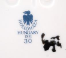 Hollóházi Szász Endre tervezte tálkák, tányér, ékszeres doboz, matricás, jelzett, hibátlan, összesen...