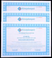 Budapest 1999. "Középületépítő Részvénytársaság" dolgozói részvénye 10.000Ft-ról (3x) sorszámkövetők T:I,I-
