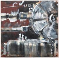 Jean Paul jelzéssel: Ventilátor, olaj, fa, 59×59 cm