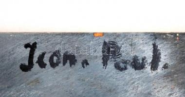 Jean Paul jelzéssel: Ventilátor, olaj, fa, 59×59 cm