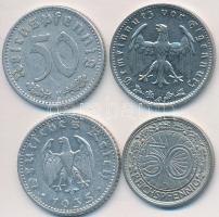 Német 3. Birodalom 1935E 50pf Al + 1935A 1M Ni + 1937D 50pf Ni + 1939F 5pf Al T:2,2- German Third Reich 1935E 50 Pfennig Al + 1935A 1 Mark Ni + 1937D 50 Pfennig Ni + 1939F 5 Pfennig Al C:XF,VF