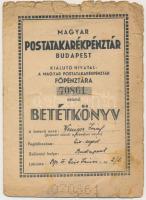 1948-1949. Magyar Postatakarékpénztár Budapest névre szóló betétkönyve viseltes állapotban
