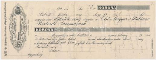 ~1900. Első Magyar Általános Biztosító Társaság kitöltetlen váltója, hátoldalára versek írva T:III