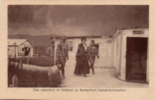 Zita királyné az Isonzo-front barakk-kórházaiban / Zita visiting a military hospital at the Isonzo front