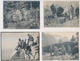 cca 1914-1918 Fényképek az I. vh-ból, 9 db fotó egy hegyi alakulat életéből, 8x11 cm és 9x14 cm közötti méretek / cca 1914-1918 Soldiers, 9 military photos from the world war I., 8x11-9x14 cm