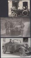 cca 1914-1930 Katonák és autók, 3 db fotó (egy korabeli, kettő későbbi másolat), 7x10 cm és 9x14 cm /  cca 1914-1930 Soldiers with cars, 3 photos (1 vintage photo and 2 modern copy of vintage photos), 7x10-9x14 cm