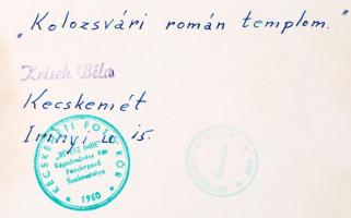 cca 1950 Krisch Béla: Kolozsvári román templom, 40x30 cm