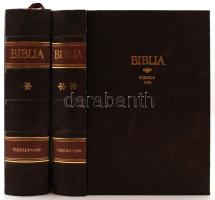 Vizsolyi Biblia 1590 I-II. Hasonmás kiadás, kísérőfüzet nélkül. Bp., 1981, Helikon. Díszes, dombornyomott kiadói egészbőr kötésben. Jó állapotban.