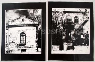 cca 1970 Baracs Dénes négy fényképe Pécsről, pécsi épületekről, feliratozott fotóművészeti alkotások, 39x29 cm