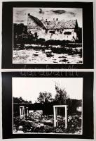 cca 1970 Baracs Dénes négy fényképe Pécsről, pécsi épületekről, feliratozott fotóművészeti alkotások...