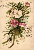 Flower, bee, litho (EK)