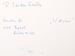 cca 1980 P.Zsille Emőke: Szentendrei udvar, feliratozott fotóművészeti alkotás, 32x29 cm