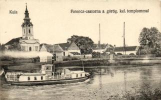 Kula, Ferenc-csatorna, Görög Keleti templom / Danube-Tisa-Danube Canal, church, ship (EK)