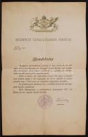 1917 Névre szóló székesfővárosi rendelvény elemi iskolai tanítónői kinevezésről és az eskütétel időpontjáról