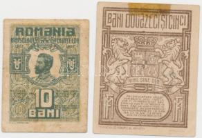 Románia 1917. 10B + 25B T:II-,III ragasztónyom Romania 1917. 10 Bani + 25 Bani C:VF,F gluemark