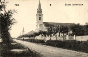 Kula, Szent István utca, templom / street, church (EK)