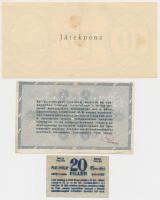 Budapest ~1919. "Pesti Hírlap" 20f + 1946. 500.000AP "Forradalmi pénzek" és emlé...