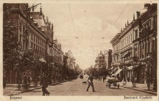 Bucharest, Boulevard Elisabeth, tram, shops (EK)