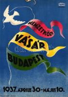 1937 Nemzetközi Vásár Budapest kisplakát, Szörényi Malomvizi, Athenaeum, karton, középen hajtás nyommal, 23x17cm
