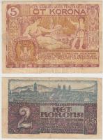 Pécs 1920. 2K + 5K pénztárjegy T:III-,IV egyik ragasztott