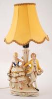 Gräfenthal figurális elektromos asztali lámpa, kézzel festett, jelzett, burával, m:36 cm