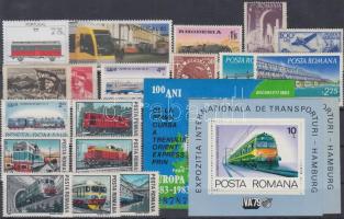 Railway 18 stamps + 3 blocks Vasút motívum tétel 18 db bélyeg és 3 blokk