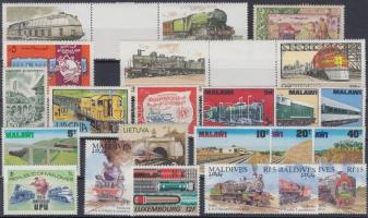 Railway 23 stamps, Vasút motívum tétel 23 db bélyeg