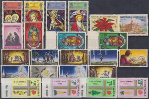 Karácsony motívum tétel 34 db bélyeg és 5 db blokk 3 stecklapon Christmas 34 stamps, 5 blokcs on 3 s...