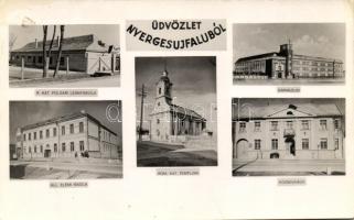 Nyergesújfalu, Római katolikus polgári leányiskola és templom, elemi iskola, gimnázium, községháza