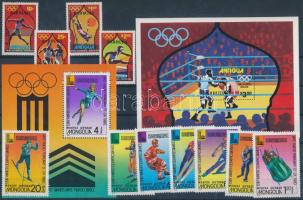 Barbuda 1980 Summer and Mongolia 1980 Winter Olympics 2 sets + 2 blocks, Barbuda 1980 Nyári és Mongólia 1980 Téli olimpia 2 klf sor + 2 klf blokk