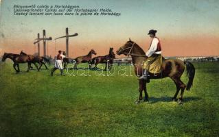 Hortobágy, pányvavető csikós, folklór, Divald & Monostory