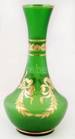 Francia fújt váza, kézzel festett, kopott, jelzés nélkül, m:22 cm