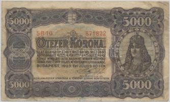 1923. 5000K "Magyar Pénzjegynyomda Rt." T:III,III- Adamo K39