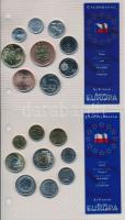 DN "Európa utolsó pénzei" 23db különféle vákuumcsomagolt forgalmi szett gyűrűs albumban T:...