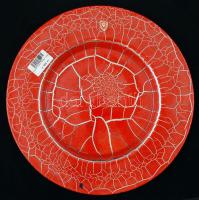 Poschinger üveg tál, kopott festés, jelzett, d:33 cm