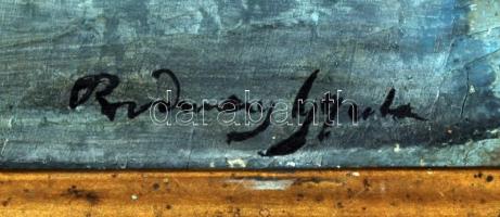 Rudnay jelzéssel: Vihar után, olaj, vászon, repedezett, fa keretben, 39,5×51 cm