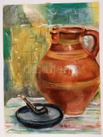 Fáy jelzéssel: Pipás csendélet. Akvarell, papír, 56×41 cm