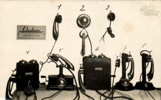 1923 Temesvár, Timisoara; Kiállított korabeli telefonkészülékek; Foto Atelier Corso / various telephones on display, photo (EB)