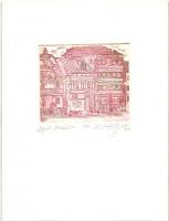 Olvashatatlan jelzéssel: Budapesti utcarészlet, rézkarc, papír, 6x8cm