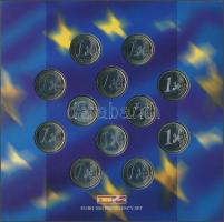 Belgium 1999-2002. 1EUR (12xklf) "Euro Elnökségi Szett 2002" + 2db klf emlékérem + CD szet...