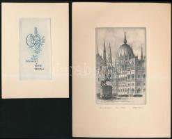 Vertel József (1922-1993): Budapest P.F. 1964, BUÉK, rézkarcok, jelzettek, papír, 10x15cm, 15x21cm