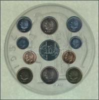 Belgium 2001. 50c-20Fr (10x) "Búcsú a belga franktól" forgalmi szett + emlékérem T:BU
Bel...