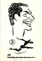 Szepes Béla (1903-1986): Dunai III, karikatúra, tusrajz, papír, jelzett, 20x13cm